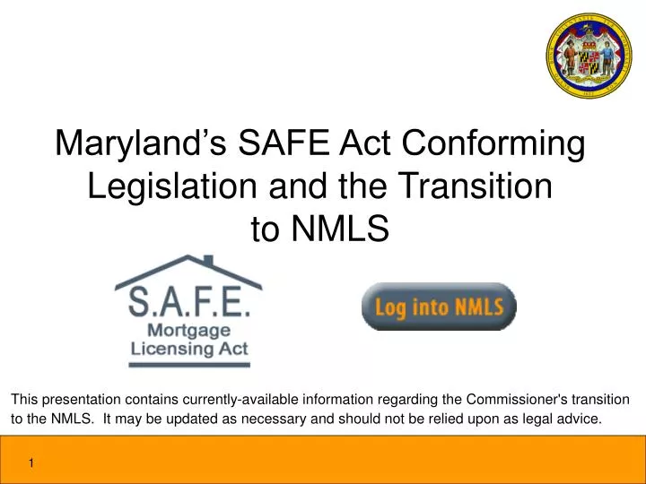 maryland s safe act conforming legislation and the transition to nmls