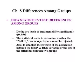 Ch. 8 Differences Among Groups