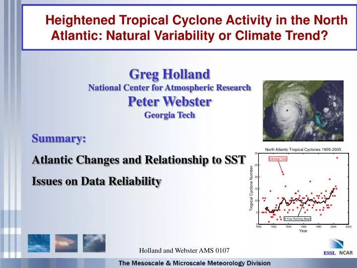 heightened tropical cyclone activity in the north atlantic natural variability or climate trend