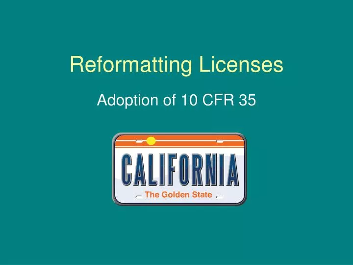 reformatting licenses