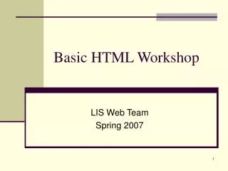 Basic HTML Workshop