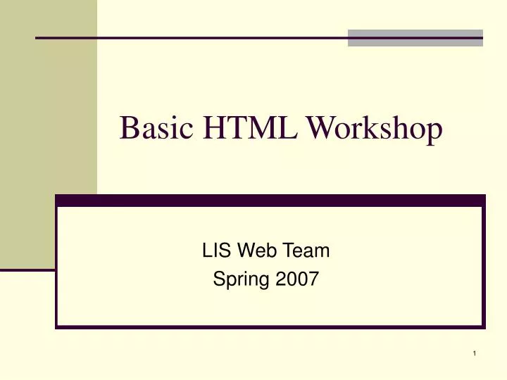 basic html workshop
