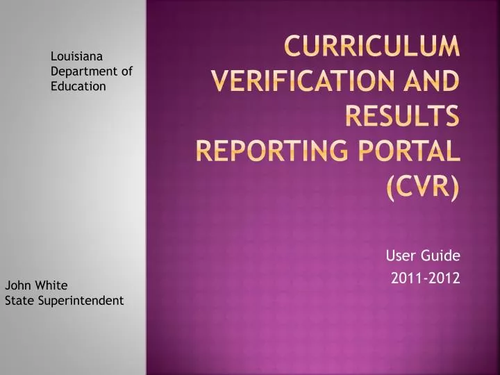 curriculum verification and results reporting portal cvr