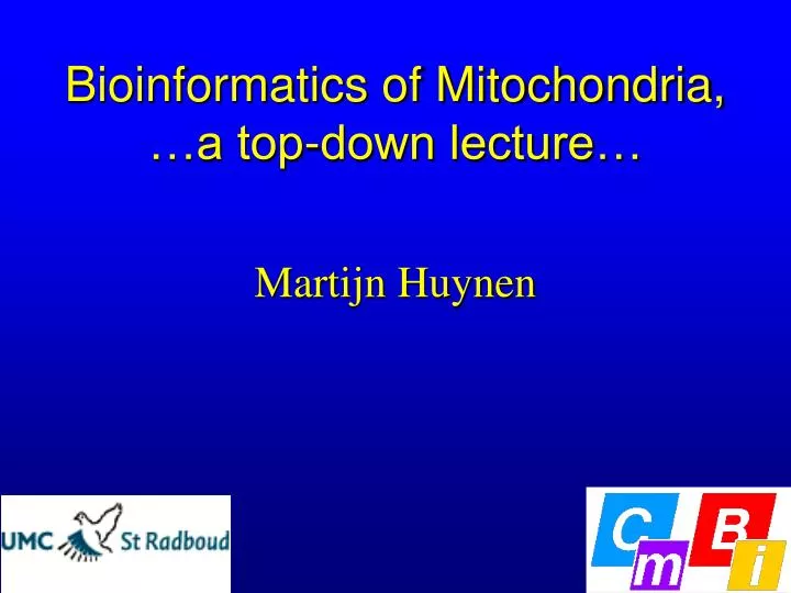 bioinformatics of mitochondria a top down lecture