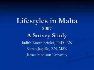 Lifestyles in Malta 2007 A Survey Study