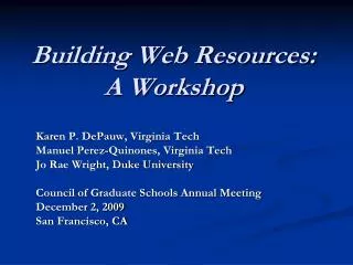 Building Web Resources: A Workshop