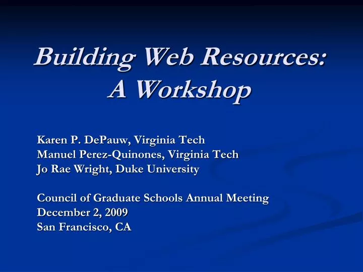 building web resources a workshop