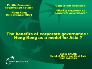 The benefits of corporate governance : Hong Kong as a model for Asia ?