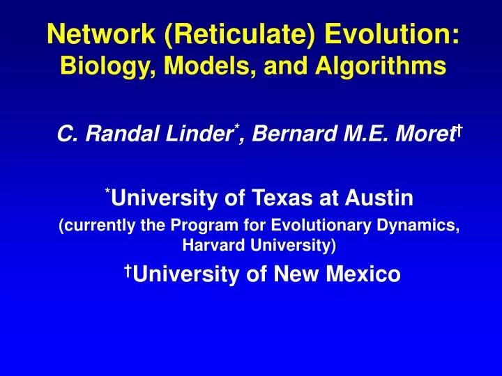 network reticulate evolution biology models and algorithms