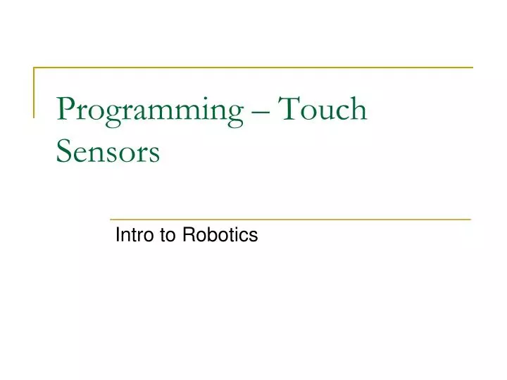 programming touch sensors