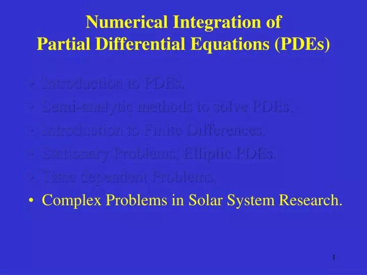 numerical integration of partial differential equations pdes