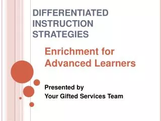 DIFFERENTIATED INSTRUCTION STRATEGIES