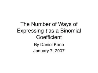 The Number of Ways of Expressing t as a Binomial Coefficient