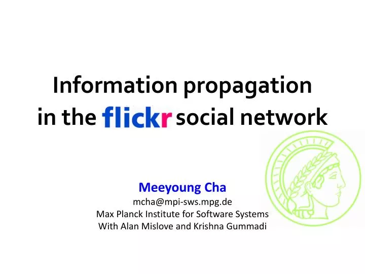 information propagation in the flickr social network
