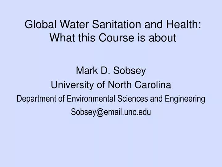 global water sanitation and health what this course is about