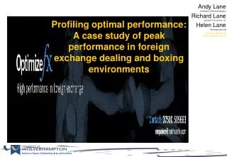 Profiling optimal performance: A case study of peak performance in foreign exchange dealing and boxing environments