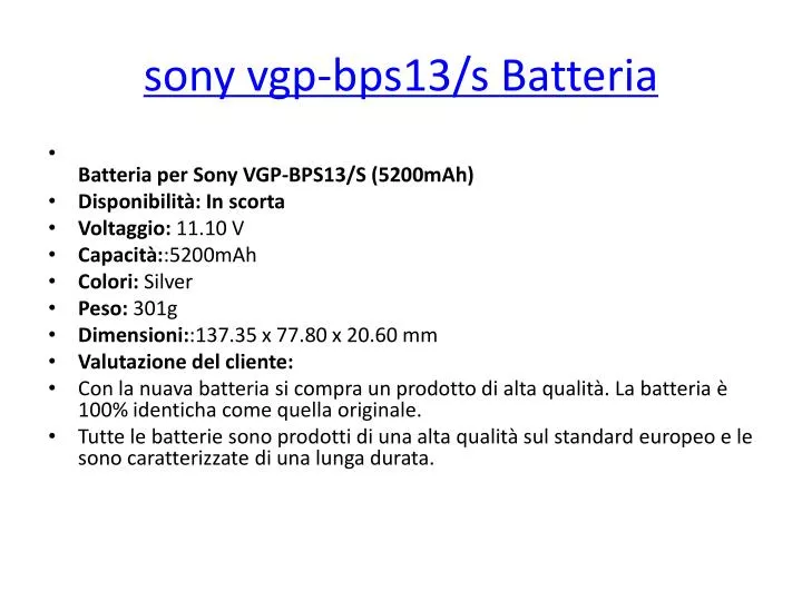sony vgp bps13 s batteria