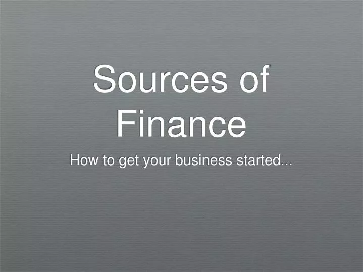 sources of finance