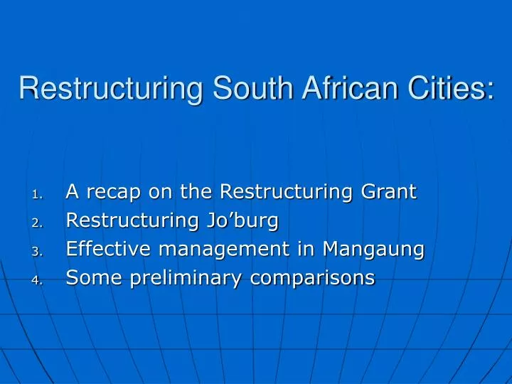 restructuring south african cities