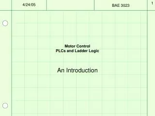 Motor Control PLCs and Ladder Logic