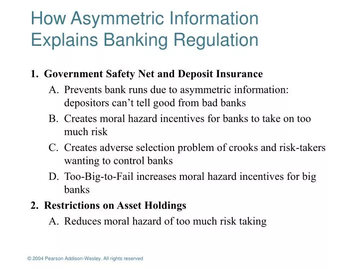 how asymmetric information explains banking regulation