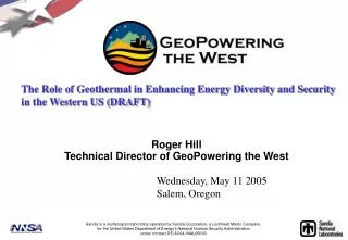 Roger Hill Technical Director of GeoPowering the West