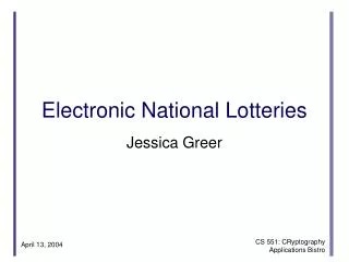 Electronic National Lotteries