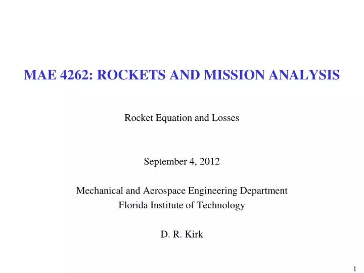 mae 4262 rockets and mission analysis