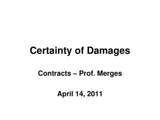 Certainty of Damages