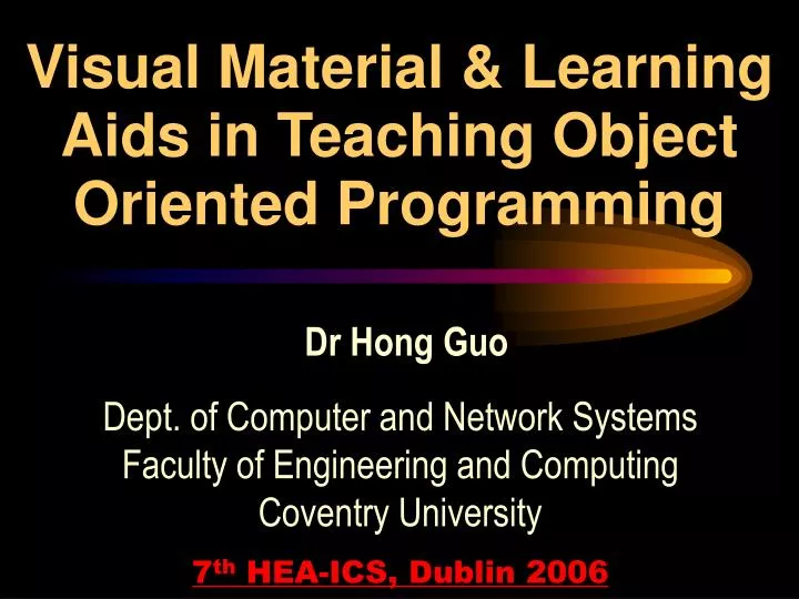 visual material learning aids in teaching object oriented programming