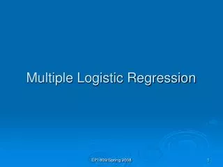 Multiple Logistic Regression