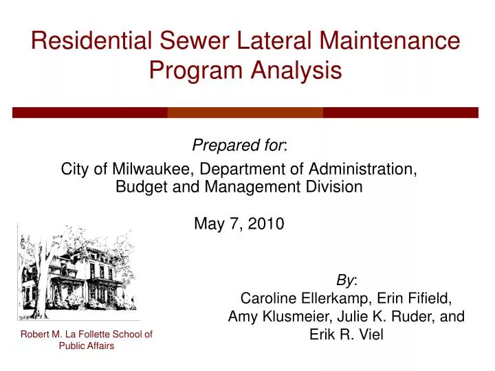 residential sewer lateral maintenance program analysis
