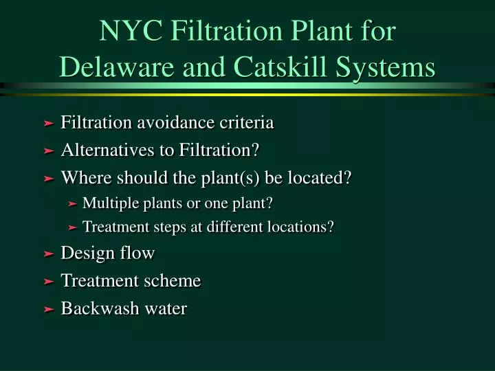 nyc filtration plant for delaware and catskill systems