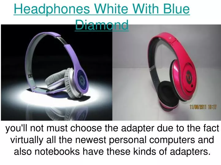 headphones white with blue diamond