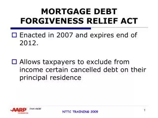 MORTGAGE DEBT FORGIVENESS RELIEF ACT