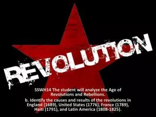 SSWH14 The student will analyze the Age of Revolutions and Rebellions.