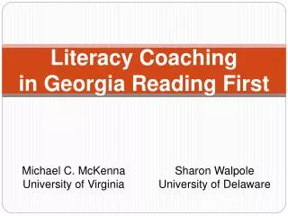 Literacy Coaching in Georgia Reading First