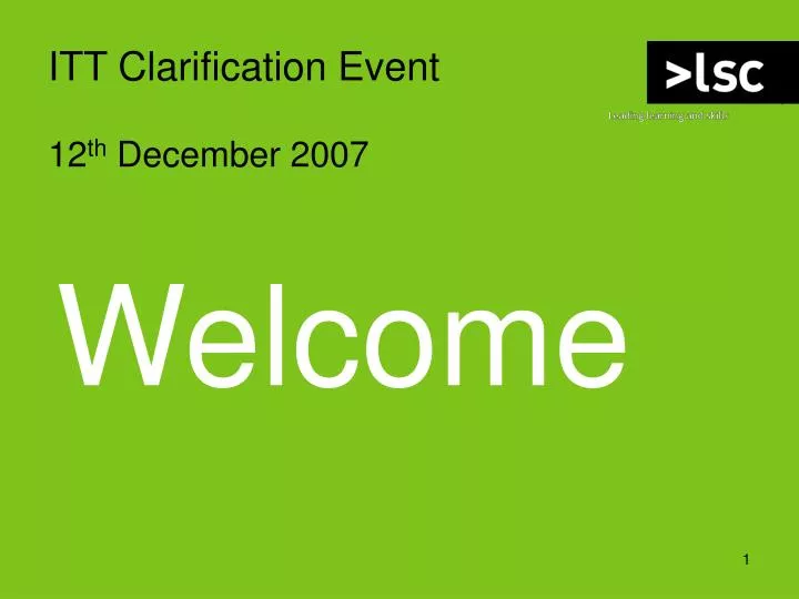 itt clarification event 12 th december 2007