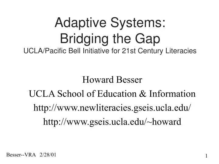 adaptive systems bridging the gap ucla pacific bell initiative for 21st century literacies