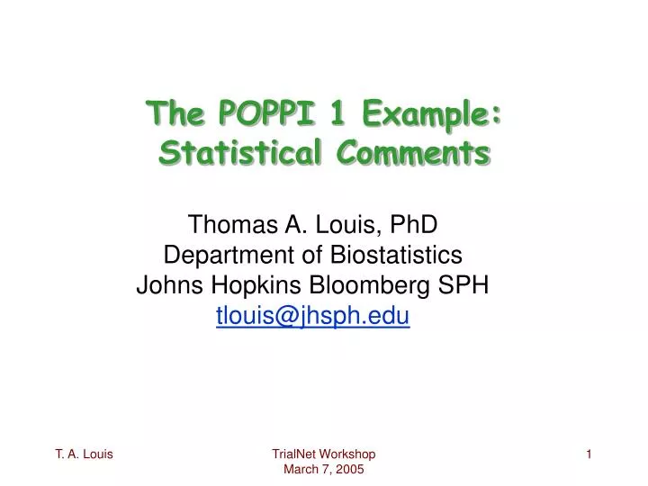the poppi 1 example statistical comments