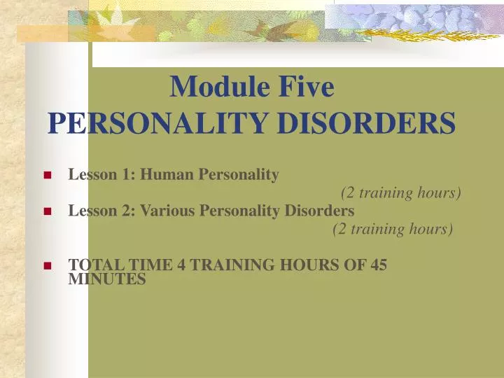 module five personality disorders