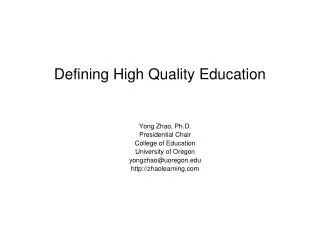 Defining High Quality Education