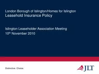 London Borough of Islington/Homes for Islington Leasehold Insurance Policy