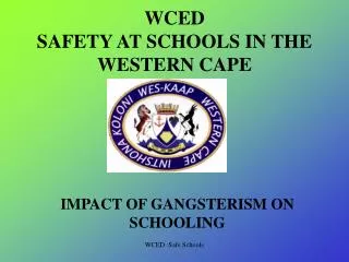 WCED SAFETY AT SCHOOLS IN THE WESTERN CAPE