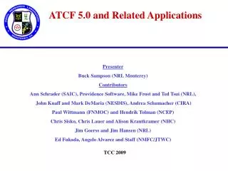 ATCF 5.0 and Related Applications