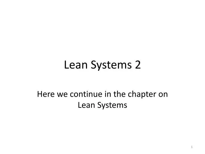 lean systems 2