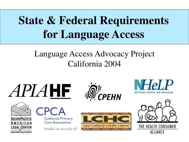 state federal requirements for language access