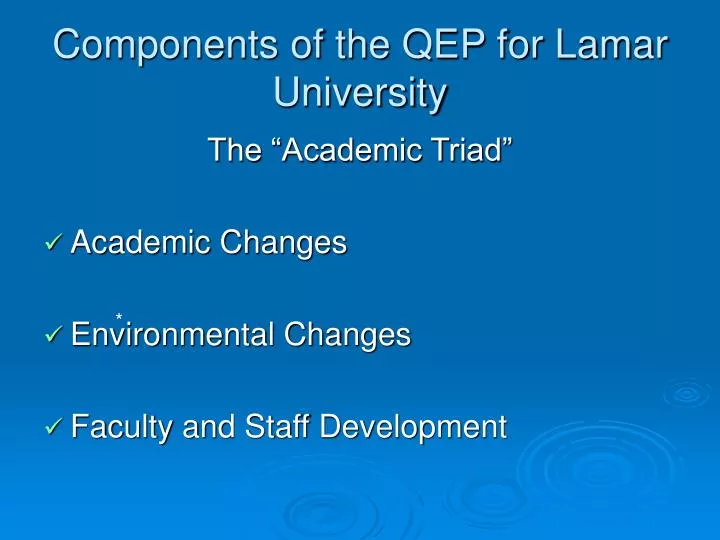 components of the qep for lamar university