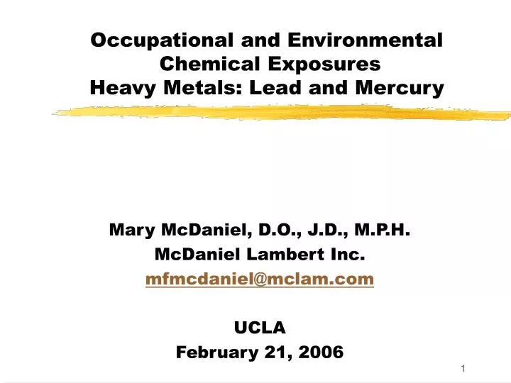 occupational and environmental chemical exposures heavy metals lead and mercury