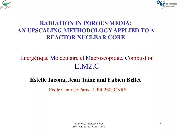 radiation in porous media an upscaling methodology applied to a reactor nuclear core